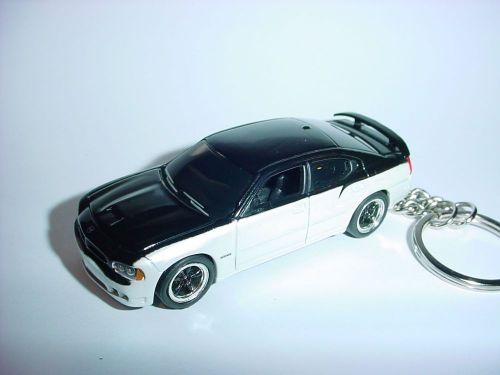 3d black/white 2008 dodge charger srt8 custom keychain key keyring mopar hemi 08