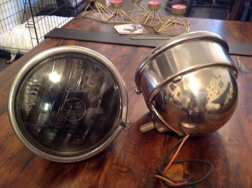 Very nice polished working per-lux 200t louvered foglight pair 6.2&#034;