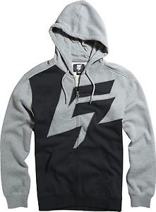 Shift racing mens heather graphite grey/black fraction fleece zip-up sweater