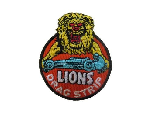 Lions dragstrip embroidered patch applique race free ship california drag car 1