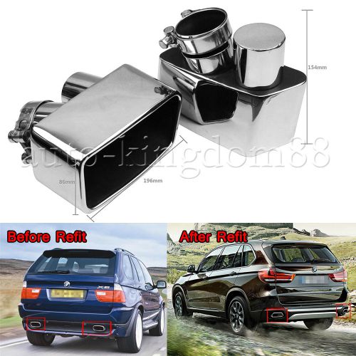 Set dual chrome exhaust tips muffler stainless steel tips for bmw x5 brand new