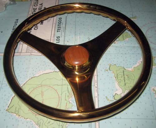 Gold colored steering wheel 13-3/8&#034; diameter 3/4&#034; tapered shaft