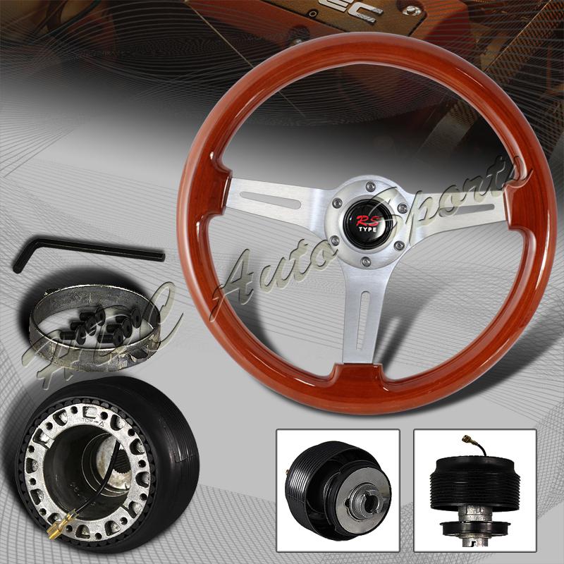 345mm 6 hole classic wood steering wheel +90-02 accord 92-01 prelude hub adapter