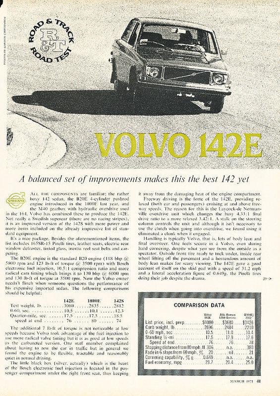 1971 volvo 142e 142 classic original road test article - pe55