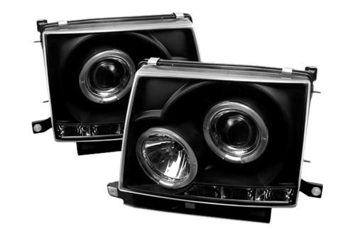 Spyder tt97hl black clear halo projector headlights head light w leds