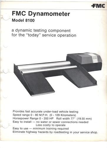 Fmc corp conway arkansas engine dynamometer testing model 8100  sheet 70´s 