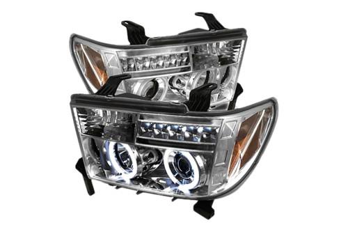 Spyder ttu07c chrome clear ccfl halo projector headlights head light w leds