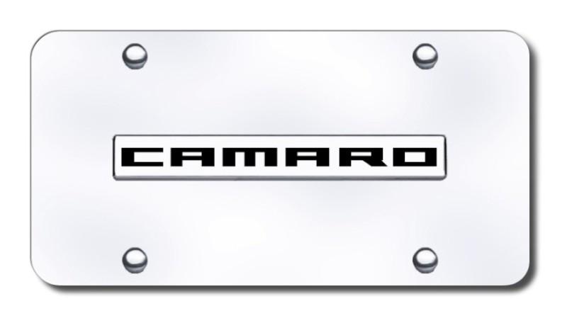 Gm camaro name chrome and chrome license plate made in usa genuine