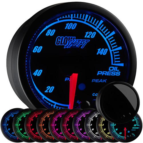 52mm black elite 10 color electric oil pressure gauge w peak