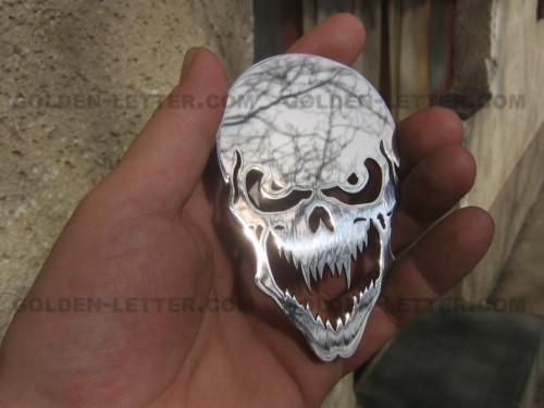 Chrome skull, metal, new (jus-qki-7n)