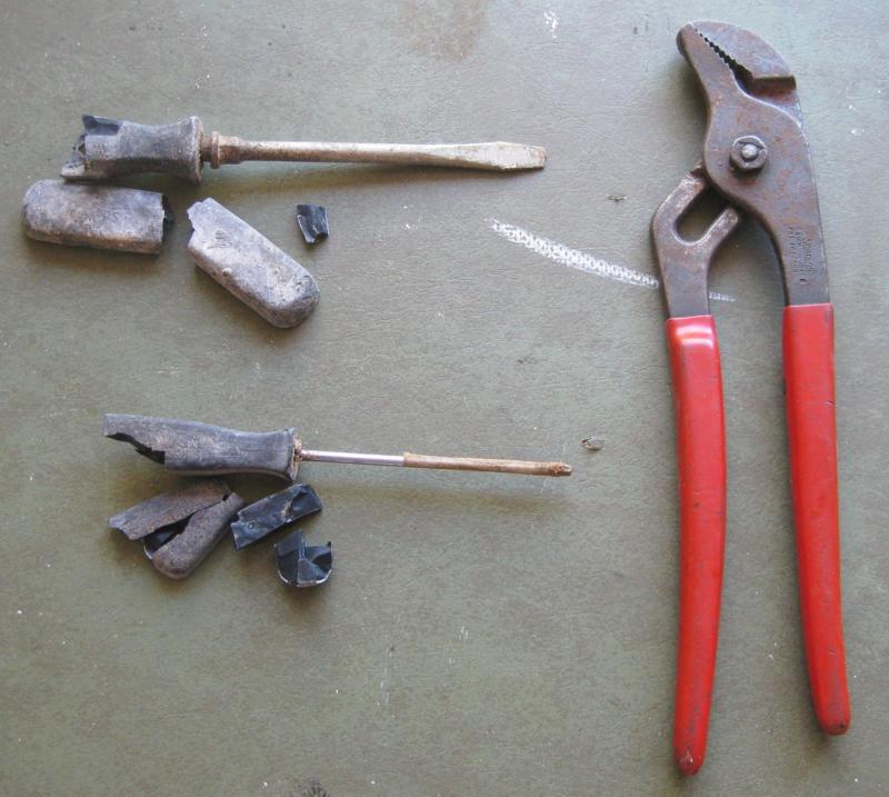 Worn/broken lot of 4 snap-on tools - torx, flathead, channel locks, 3/8 6" exten