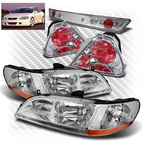 98-02 accord 2dr crystal headlights + altezza style tail lights full set combo