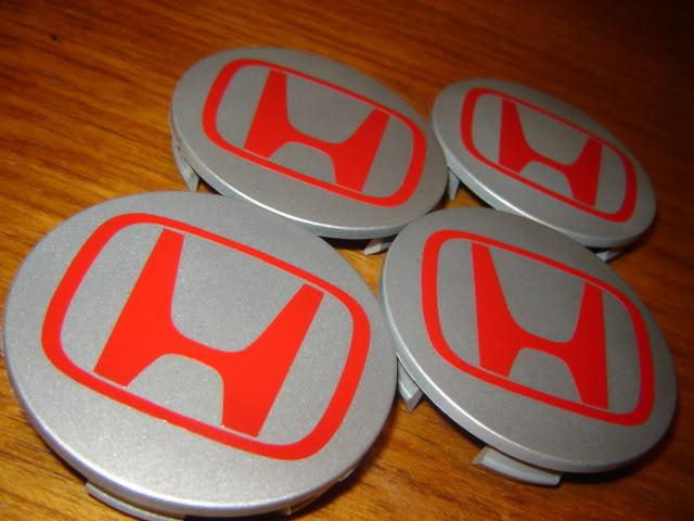 Honda center cap red decals oem type-r jdm ep3 fd2 dc5 civic rsx tl tsx type-s 