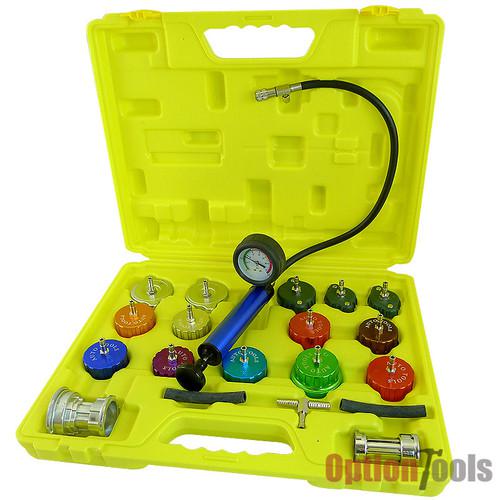 Car cooling system radiator color cap pressure tester kit pump gauge adapters hd