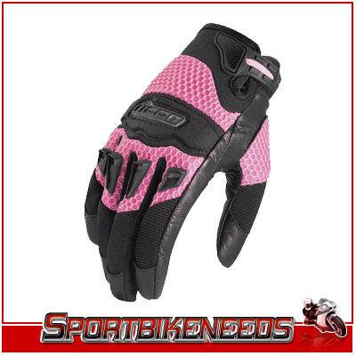 Icon twenty-niner pink leather womens gloves small sm