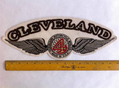 * cleveland motorcycle back patch w/ wings, 15" wide, pristine condition