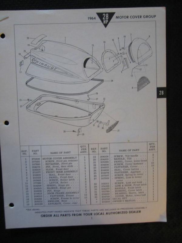 1964 evinrude outboard motor 28 hp parts catalog manual speeditwin