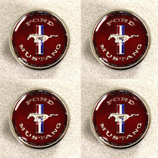 New! ford mustang style steel wheel center caps red 1964-1967 gt set of 4