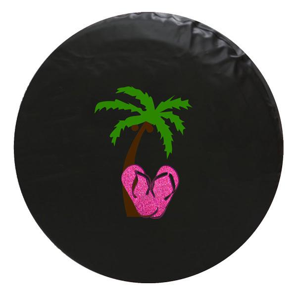 Jeep suv spare tire cover 32 inch - glitter flip flops - palm tree