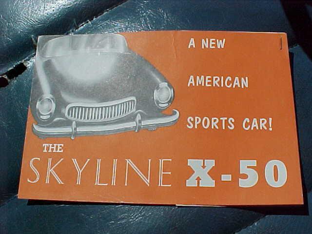 1953 skyline x-50 retractable roof henry j style sports car rare sales brochure!
