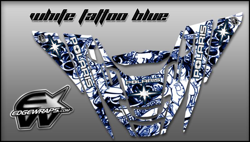 Polaris edge 02-10 rmk xc pro-x custom graphics -  white tattoo blue