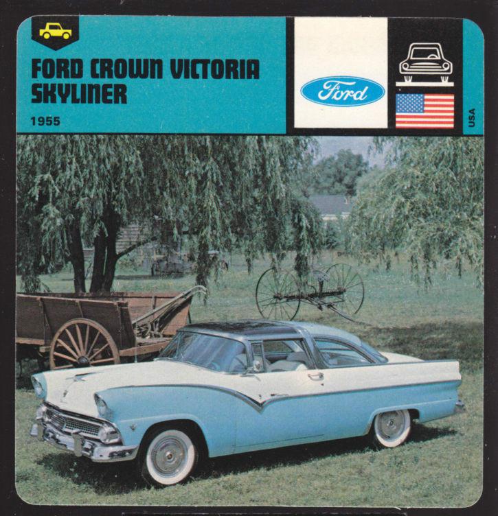 1955 ford crown victoria skyliner car picture fact card