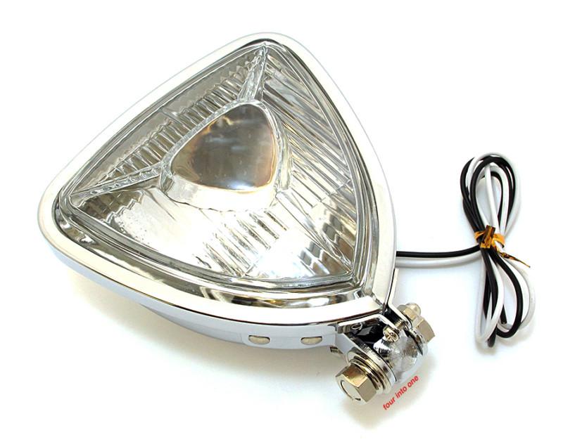 ☀ emgo chopper chrome triangular motorcycle spot lamp • honda vintage parts ☀
