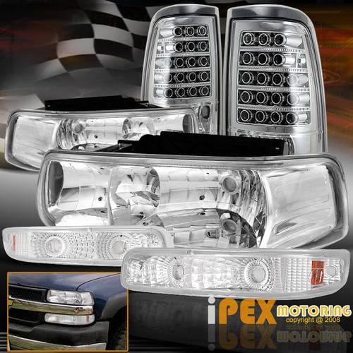 Value combo: chevy silverado chrome headlights with bumper lamp & led tail light