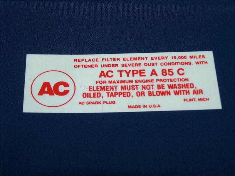 1959 - 1960 cadillac ac delco air cleaner decal 59 60