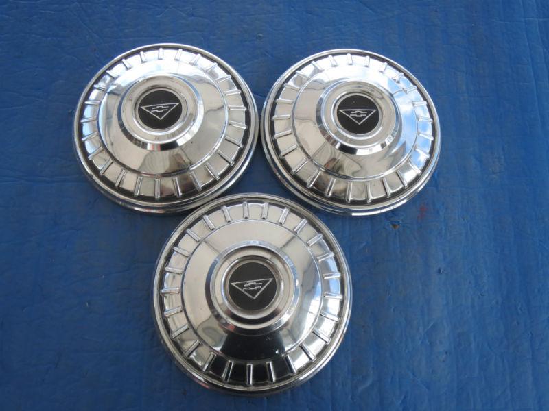 Set of 3 used 1960s chevy dog dish hubcaps nova corvair impala chevelle sg3