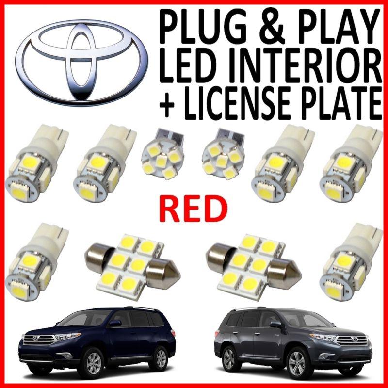 10 piece super red led interior package kit + license plate tag lights th1r