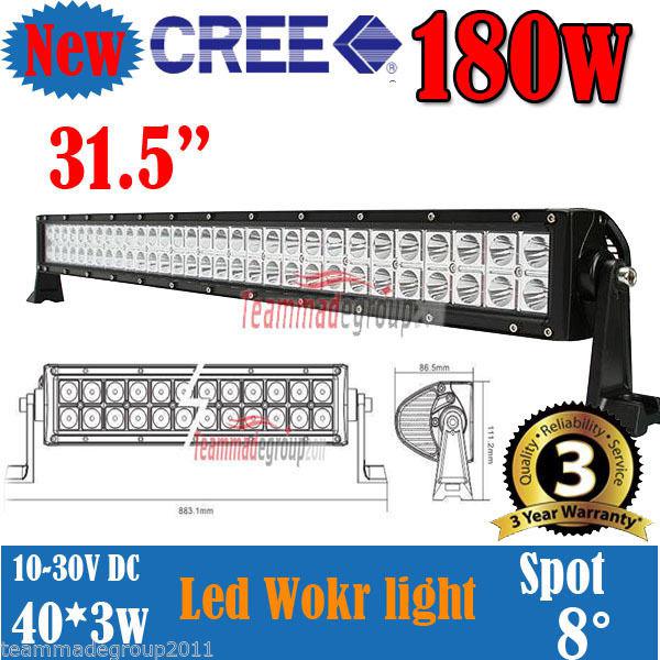 180w cree led dual row work driving fog light roof bar 4wd offroad boat atv 32"