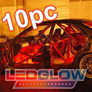 4pc red led undercar lights & 2pc led underseat w 4pc wheel well neon lights