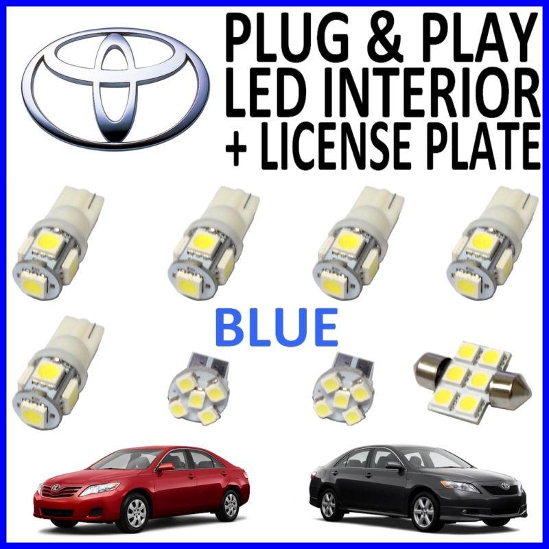 8 piece super blue led interior package kit + license plate tag lights tc2b