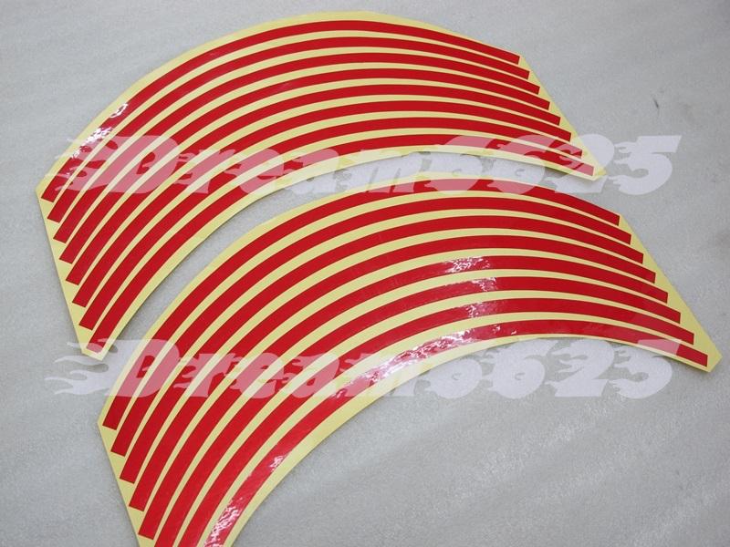 Rims sticker wheel stripe tapes for suzuki kawasaki 13" red 