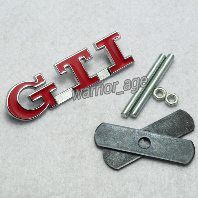 Front grille gti emblem badge decal logo for vw gti golf cc passat red metal