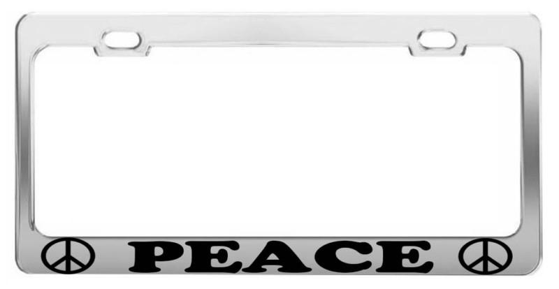 Peace sign car accessories chrome steel tag license plate frame