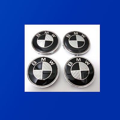 Euro style black white carbon bmw wheel center cap 68mm 3 5 7 series set of 4 