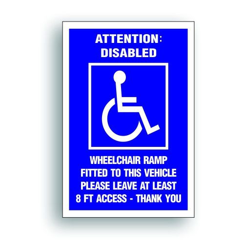 Magnetic sign extra large handicap disabled ramp 8&#039; access wheelchair van 208xm