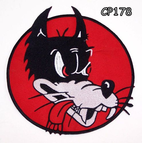 Wolf head red &amp; black iron and sew on center patch for biker jacket vest cp178sk