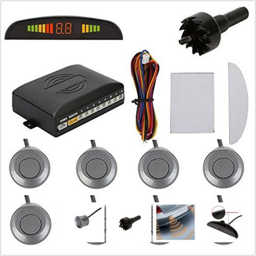 12v grey plastic 8 sensors car suv reverse parking backup radar alert system kit