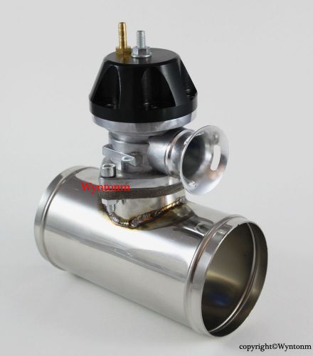 Type rz turbo blow off valve bov + 3&#034; od polished stainless steel pipe black