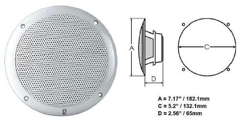 Poly-planar #ma4056w - integral grill marine speaker - 2-way coax - 6in pair wht