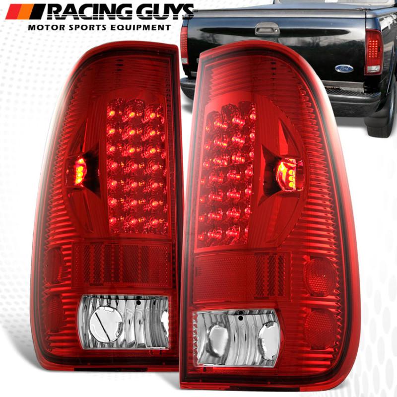 Ford f150 f250 f350 red clear rear tail brake signal lights lamps pair pickup pu