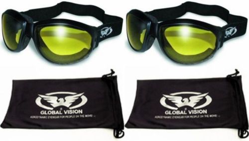 Sale get now 2 pair motorcycle padded goggles yellow riding biker riding googles