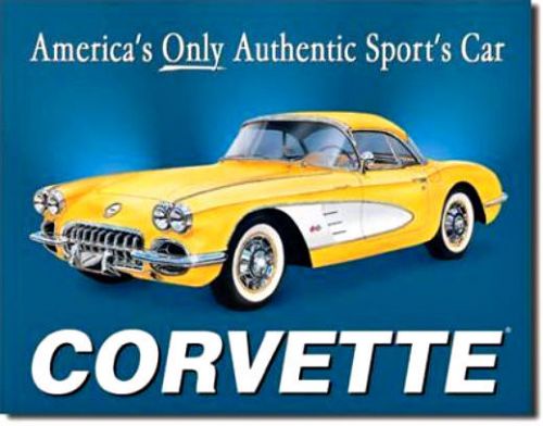 1958 chevrolet corvette &#034;america&#039;s only&#034; metal sign