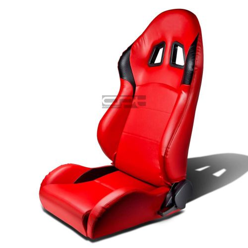 2 x type-r red pvc leather sports racing seats+universal slider driver left side