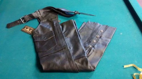 Black leather motorcycle chaps size small