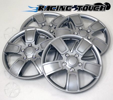 #220 replacement 14&#034; inches metallic silver hubcaps 4pcs set hub cap wheel cover