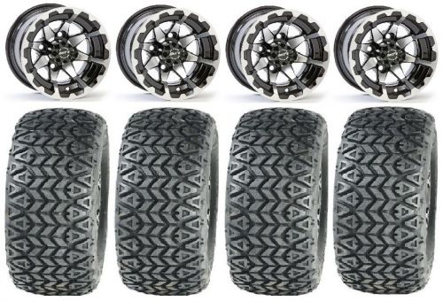 Sti hd6 gloss black golf wheels 10&#034; 22x10-10 all trail tires yamaha